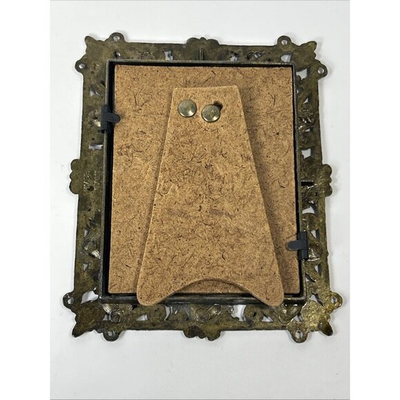 Vintage Pair Of Ornate Small 3.5" x 4.5 Brass Metal Picture Frame made in Italy - Picture 5 of 10